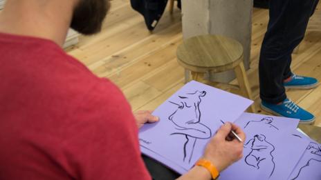 Illustrator Will Edmonds at the Get Nude Get Drawn event in London. (Olivia Howitt)