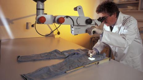 DNA testing evidence on a pair of trousers