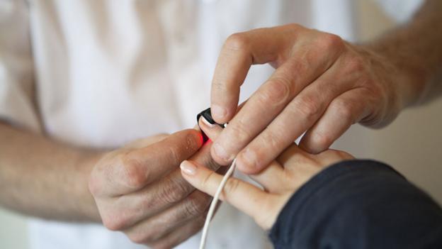 A sensor is applied to monitor sleep in the laboratory (SPL) (Credit: SPL)