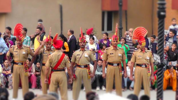 Indian guards, Wagah border closing ceremony, India, Pakistan, ritual, ceremony (Credit: Credit: Tawny Clark)