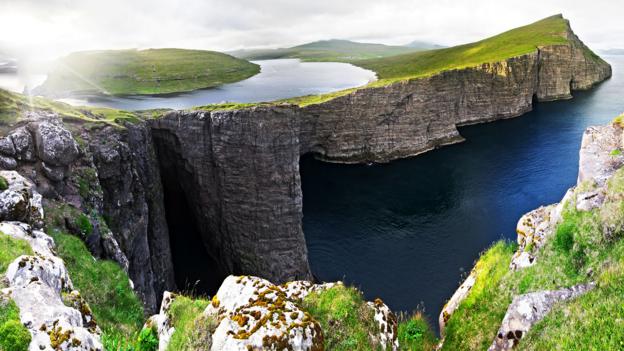 The Faroe Islands' Lake SÃ¸rvÃ¡gsvatn, or Leitisvatn