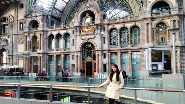 Standing in Antwerp's Central Station, one of Europe's most famous railway stations (Credit: Credit: Aileen Adalid) Standing in Antwerp's Central Station, one of Europe's most famous railway stations (Credit: Credit: Aileen Adalid)