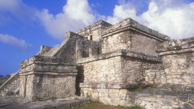El Castillo at the Mayan ruins at Tulum Quintana Roo Mexico 