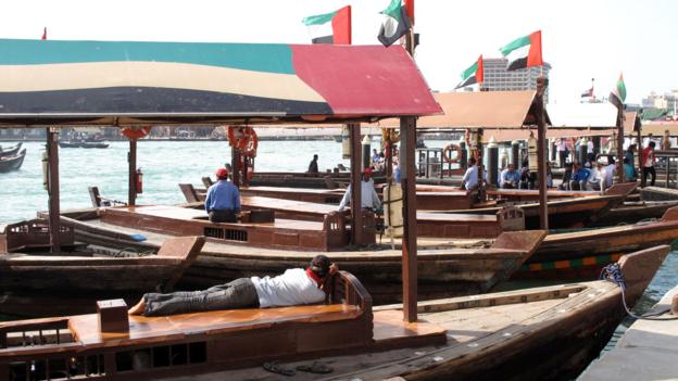 Abras act as water taxis in Old Dubai Abras act as water taxis in Old Dubai