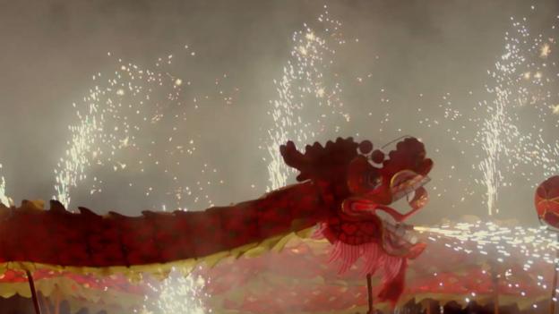 The people who dance with fire dragons - BBC News