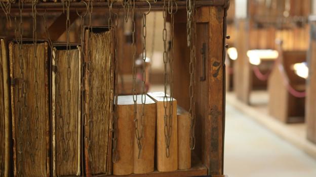 The ancient library where the books are under lock and key