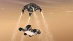 Artwork of Curiosity landing on Mars (Copyright: Nasa)