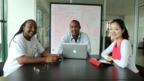 Nancy Wang (far right) with her M-Kazi co-founders Lino Carcoforo and Mem Maina