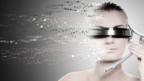Woman wearing futuristic glasses and headset