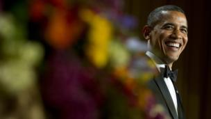 President Barack Obama laughing