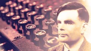 Alan Turing and an Enigma machine