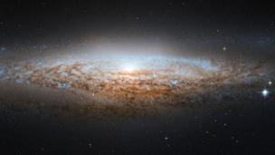 Spiral galaxy edge on as seen by Hubble Space Telescope (Copyright: Nasa)