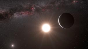 Artist’s impression of an Earth-sized planet orbiting Alpha Centauri B. (Copyright: ESO)