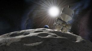 Artist's impression of a mission to an asteroid (Copyright: SPL)