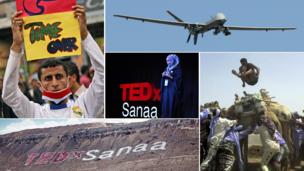 Montage of pictures from Yemen and TEDxSanaa (Copyright: Getty Images and TEDxSanna)