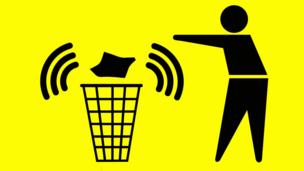 Graphic showing bin with mobile connection (Copyright: SPL/Thinkstock)