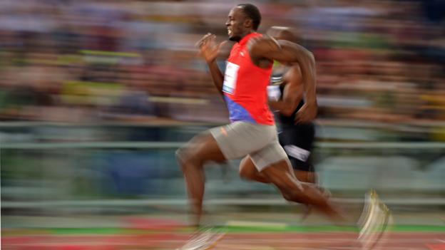 Usain Bolt running the 100 metres