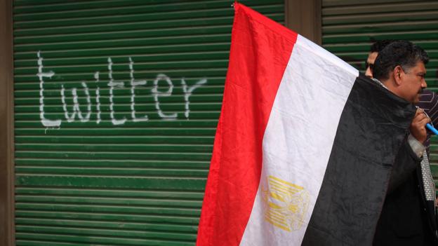 A shop in Egypt is painted with the word Twitter in Feb 2011 (Copyright: Getty Images)