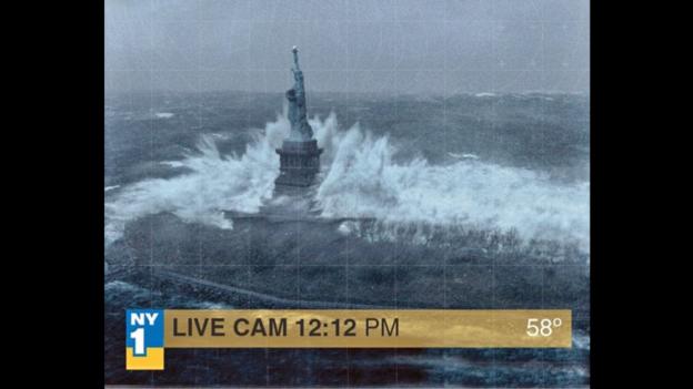 Statue of Liberty during Hurricane Sandy