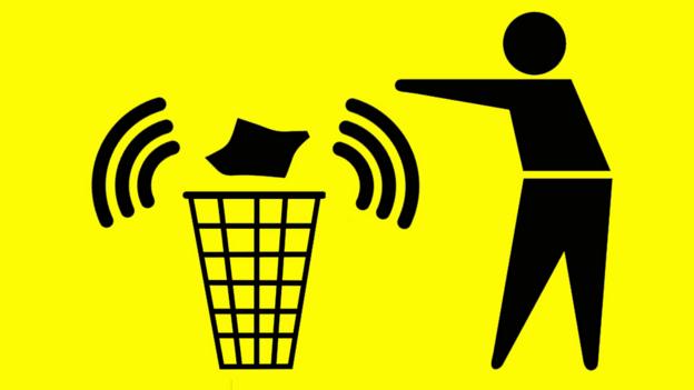 Graphic showing bin with mobile connection (Copyright: SPL/Thinkstock)