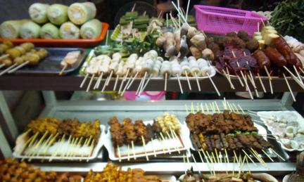 A Burmese skewer stand 