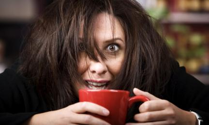 Coffee-crazed woman 