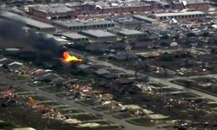 A gigantic tornado has ripped through a suburb of Oklahoma City, on the second day in a row the state of Oklahoma has been slammed by twisters.