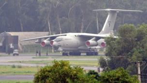 Transport aircraft at Minhas air base in Pakistan (16 Aug 2012)