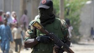 A Nigerian soldier in Borno state. Photo: April 2013