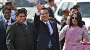 China's Premier Li Keqiang on his arrival in Delhi on Sunday afternoon