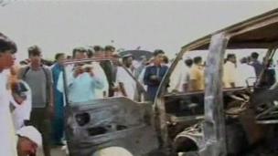 Aftermath of Pakistan bus fire