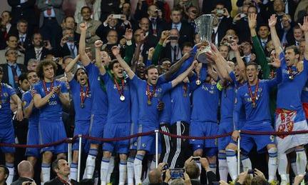 Chelsea celebrate winning the Europa League final