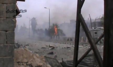An image grab taken from a video uploaded on Youtube by Qusair Media Centre on 24 May 2013