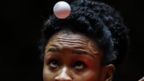 Olufunke Oshonaike of Nigeria competes during Women Single 1. Round at Table Tennis World Championship at Messe Duesseldorf on May 31, 2017 in Dusseldorf, Germany.