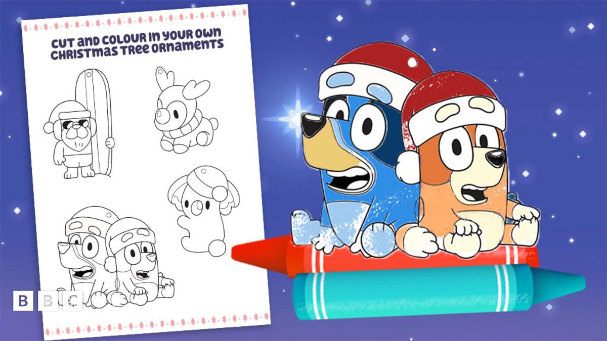 make a christmas tree decoration with this bluey activity sheet