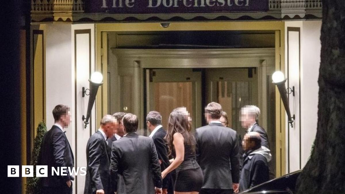 Guests of the dinner outside the Dorchester