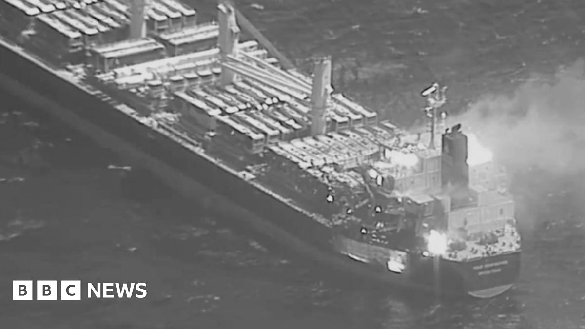 A US Central Command image of the cargo ship