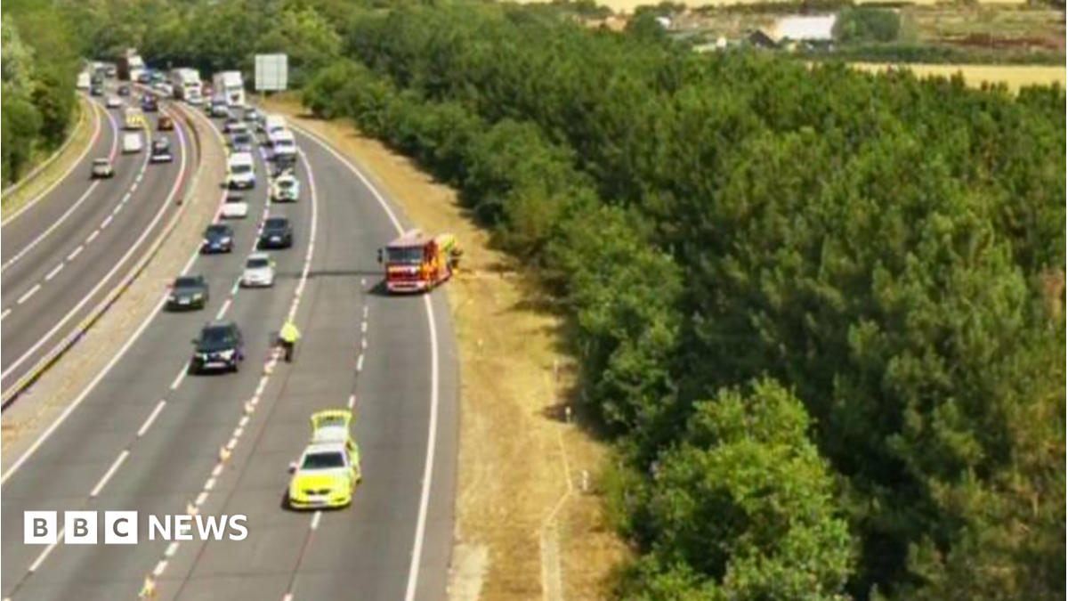 A14 in Ipswich partially closed as firefighters tackle blaze
