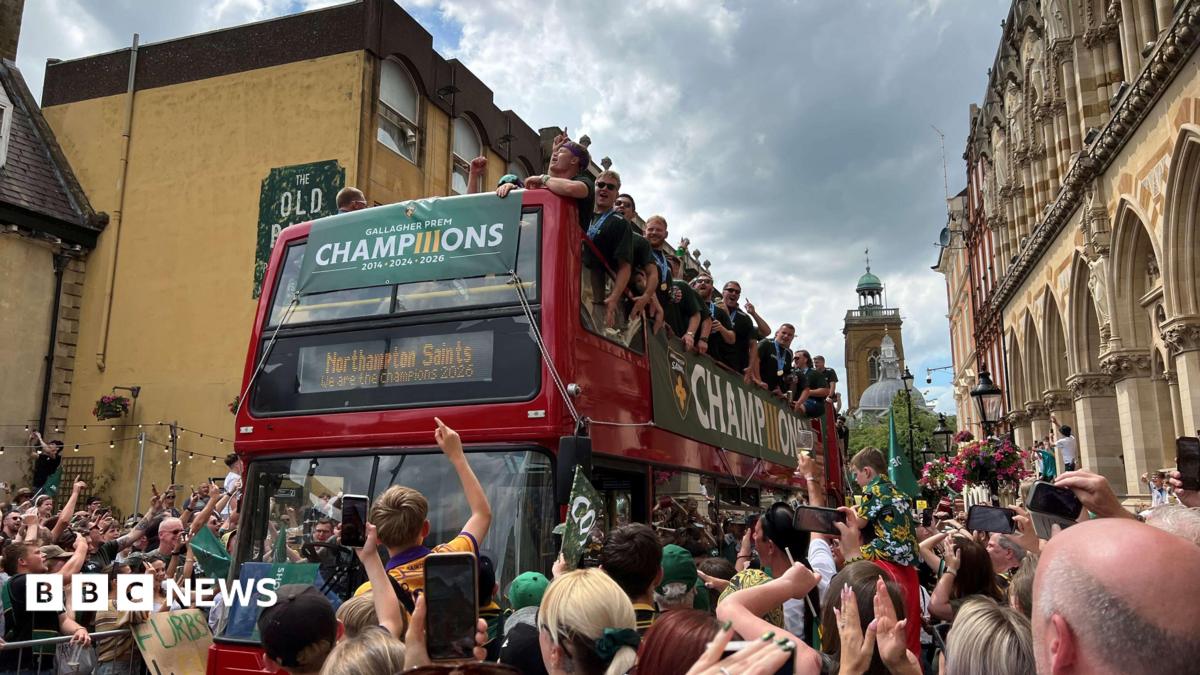 Jubilant Northampton Saints fans pack town for victory parade