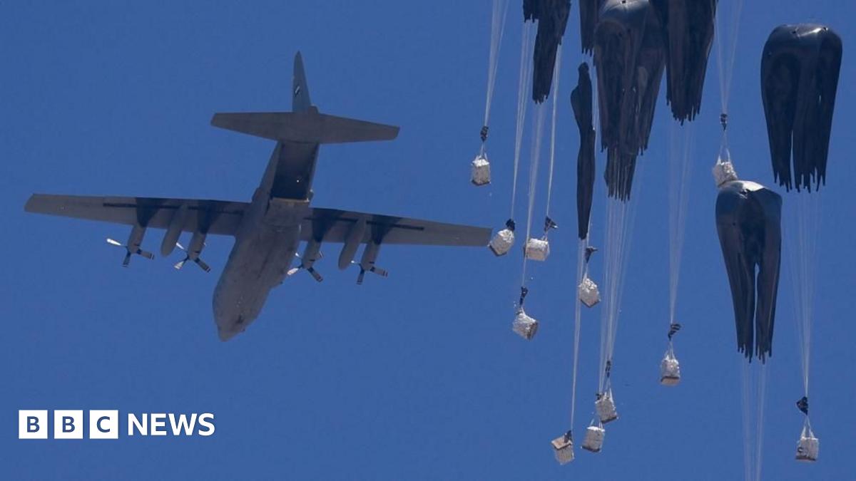 Jordan and UAE begin air drops into Gaza after Israel announced series of aid measures - follow live thumbnail