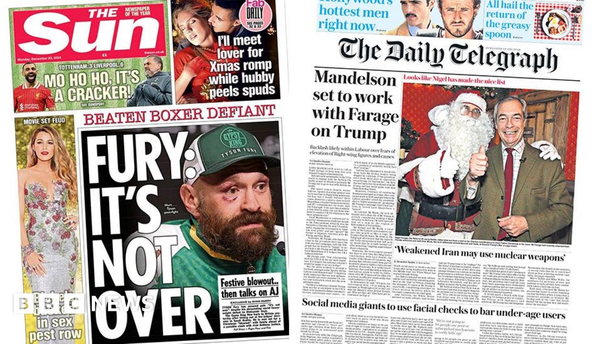 Newspaper headlines: Mandelson seeks Farage ‘help’ with Trump and ‘not over’ for Fury