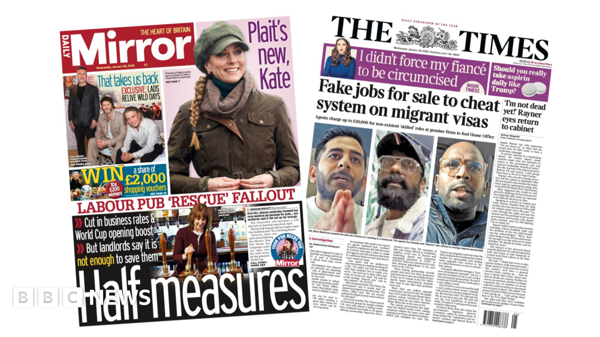 Newspaper headlines: 'Half measures' and 'Fake jobs for sale'