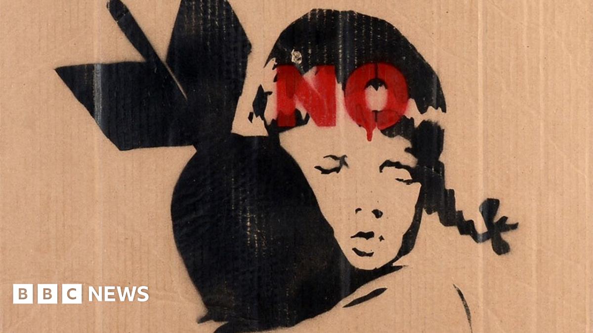 Banksy anti-Iraq War protest placards sell for £24,700 in 'bidding battle'  - BBC News