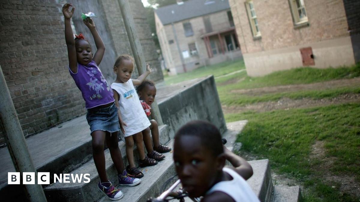 Housing project residents in New Orleans, Louisiana, in June 2007