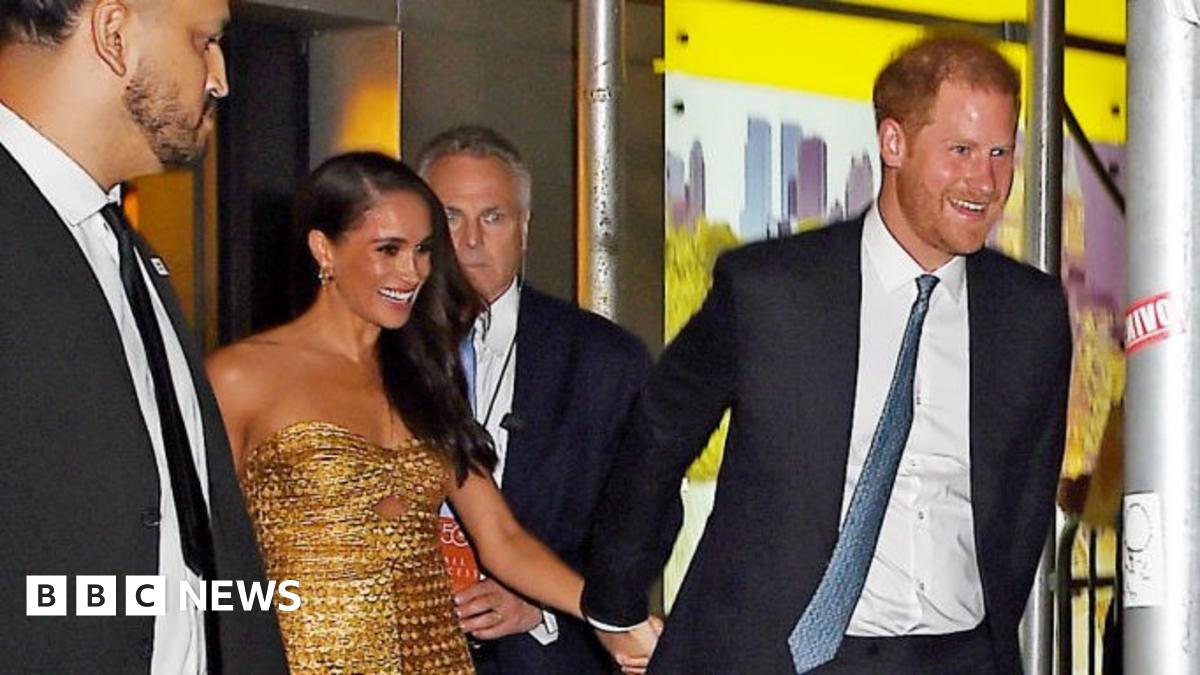 Meghan Markle, Duchess of Sussex, and Prince Harry, Duke of Sussex leave The Ziegfeld Theatre in New York City on 16 May 2023