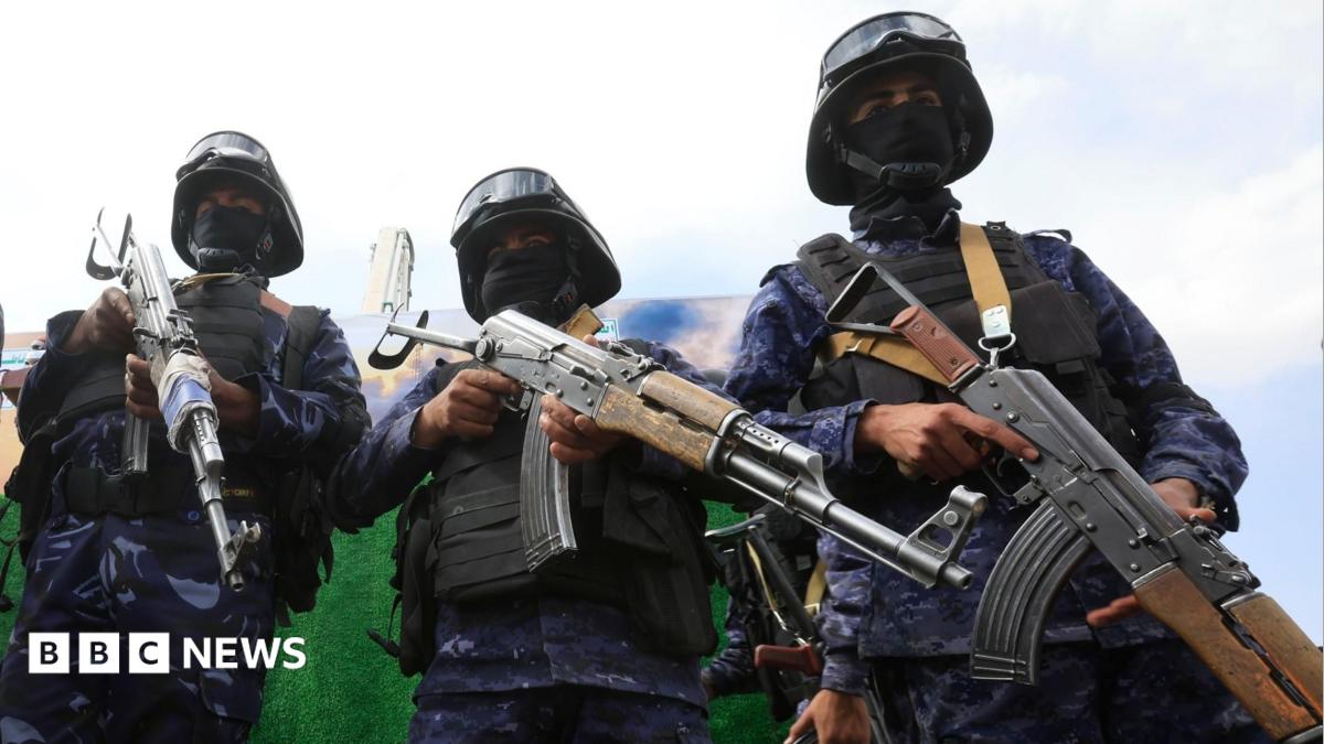 File photo showing Houthi security forces during a rally in Sanaa, Yemen (17 July 2026