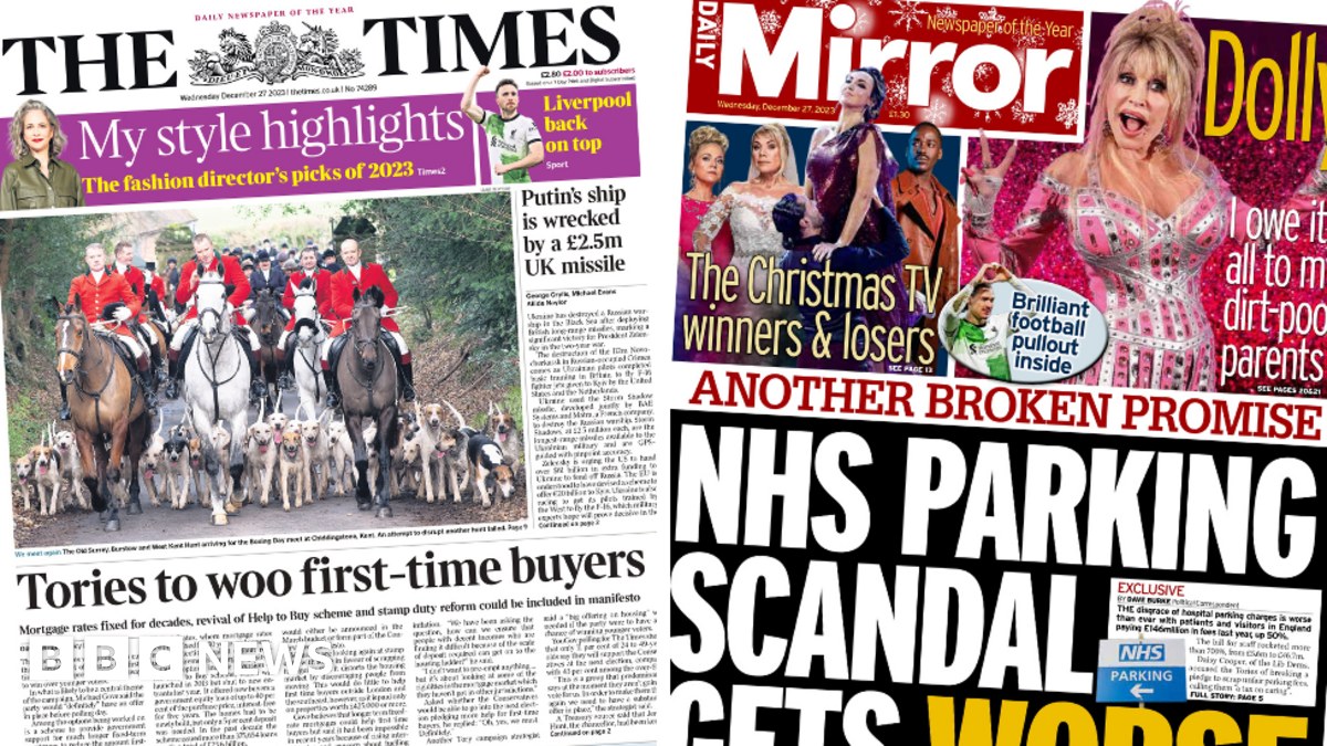 Newspaper headlines Tory election plans and 'NHS parking scandal