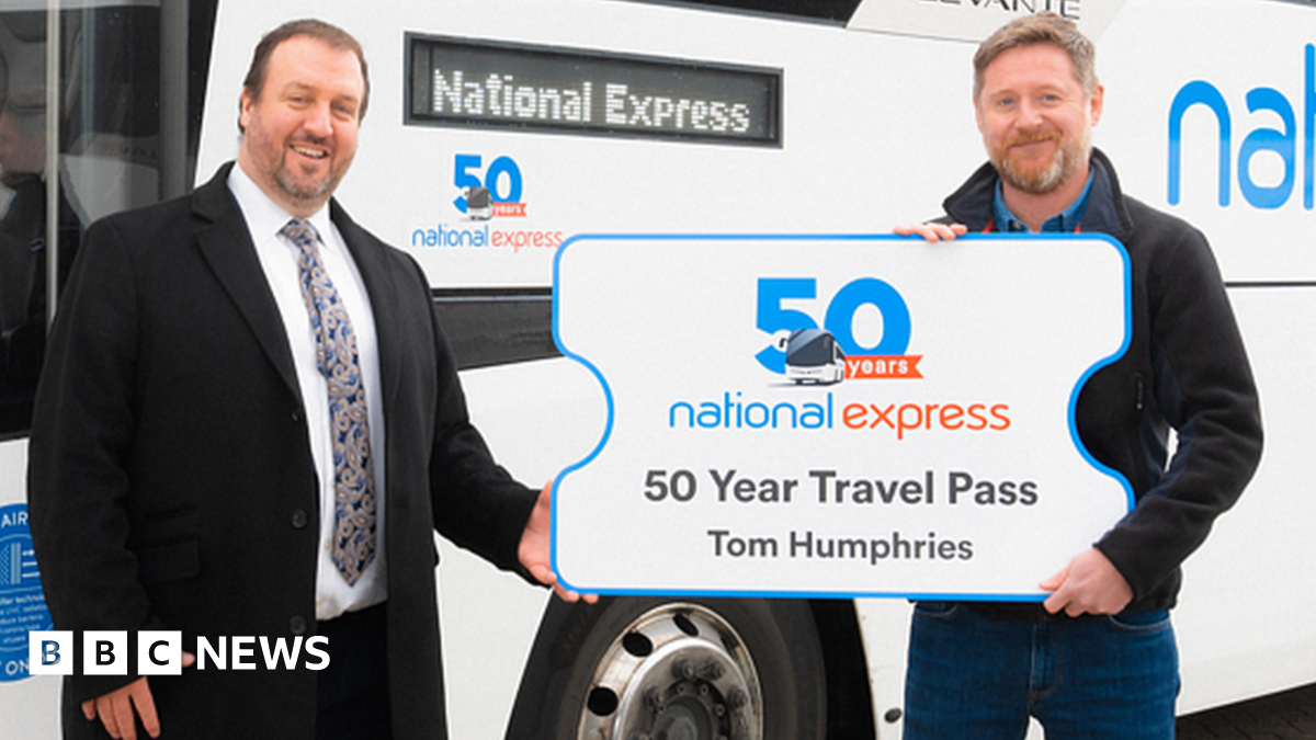 Coach lover's joy at 50 years' free National Express travel BBC News