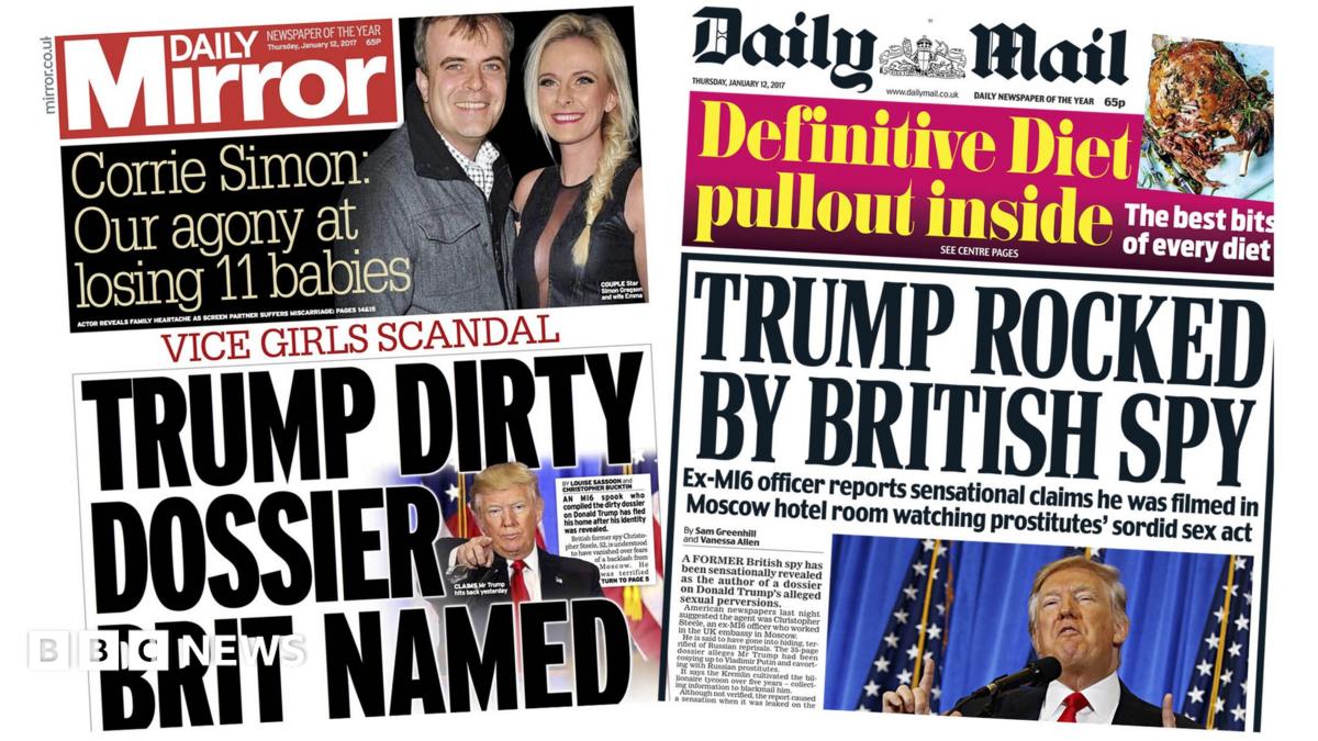 Newspaper headlines: Trump's 'dirty dossier' and the British spy