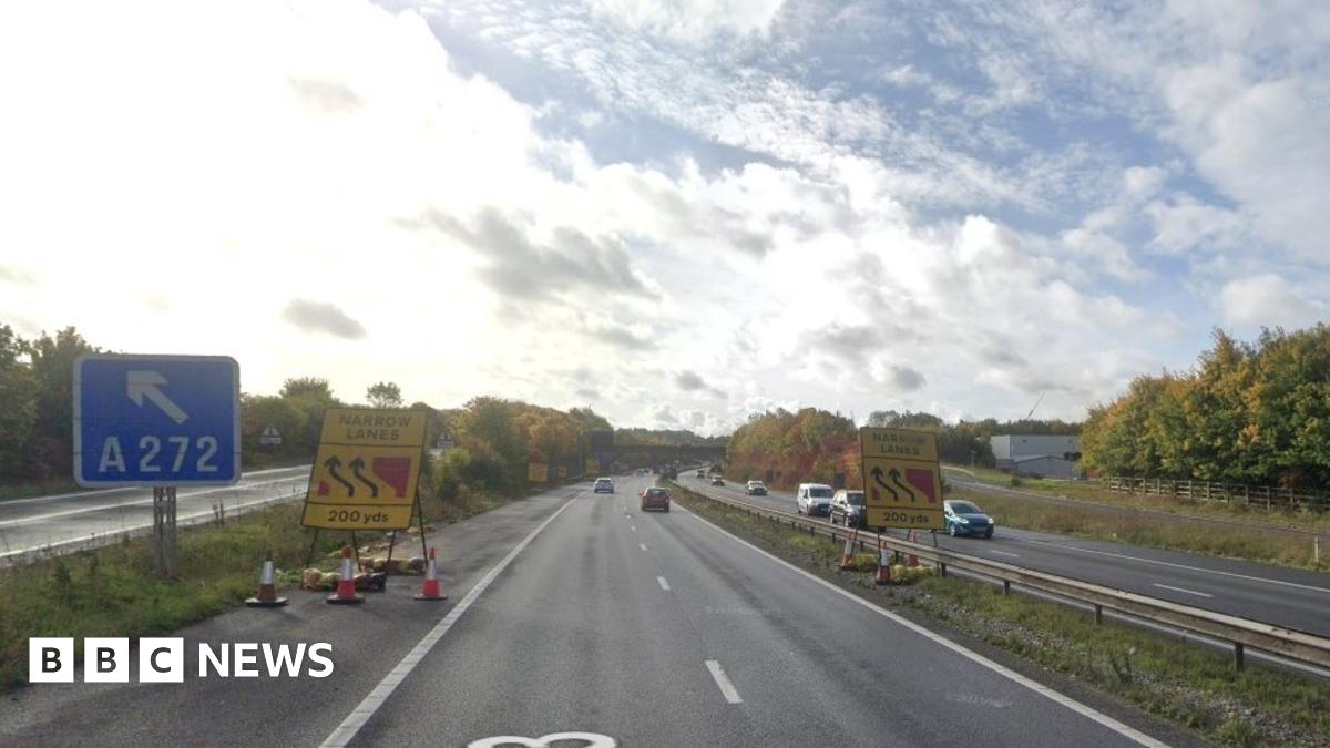 Winchester M3 motorway shuts southbound after van and a lorry crash